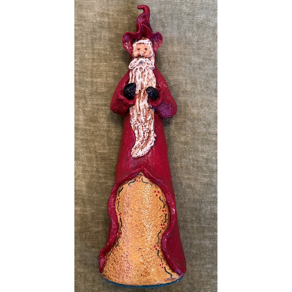 VTG Folk Art Primitive‎ Painted Long Beard Santa Father Christmas Resin Figurine